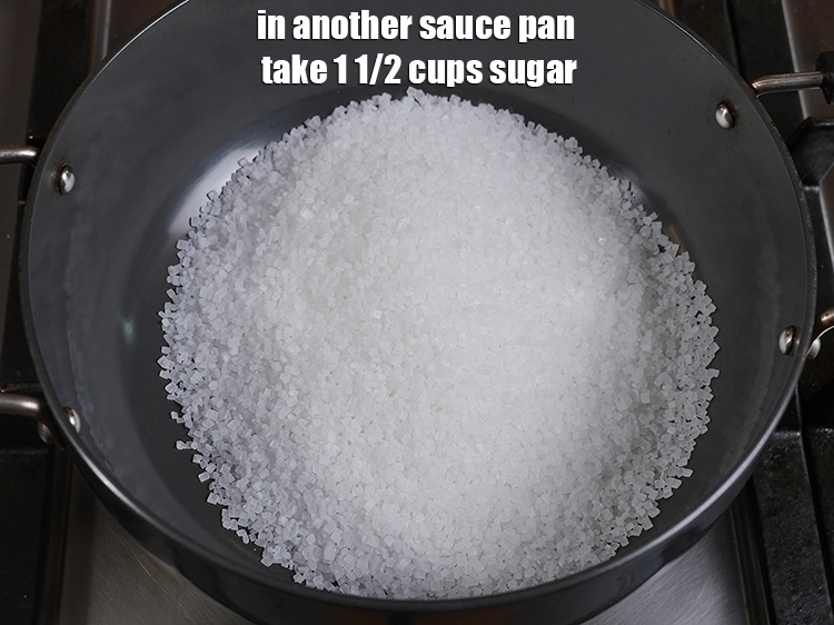 Step 5 – <p><span style="background-color:rgb(255,255,255);color:rgb(0,0,0);">In another sauce pan take sugar.</span></p>