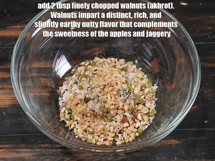 Step 7 – <p>Add 2 tbsp finely <a href="/glossary-walnuts-akhrot-784i#ing_3224"><u>chopped walnuts (akhrot)</u></a><u>.</u> <span style="color:rgb(0,0,0);">Walnuts impart a distinct, rich, and …