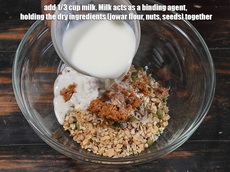 Step 9 – <p>Add 1/3 cup <a href="/glossary-milk-doodh-full-cream-milk-514i"><u>milk</u></a><u>. </u><span style="color:rgb(0,0,0);">Milk acts as a binding agent, holding the dry …