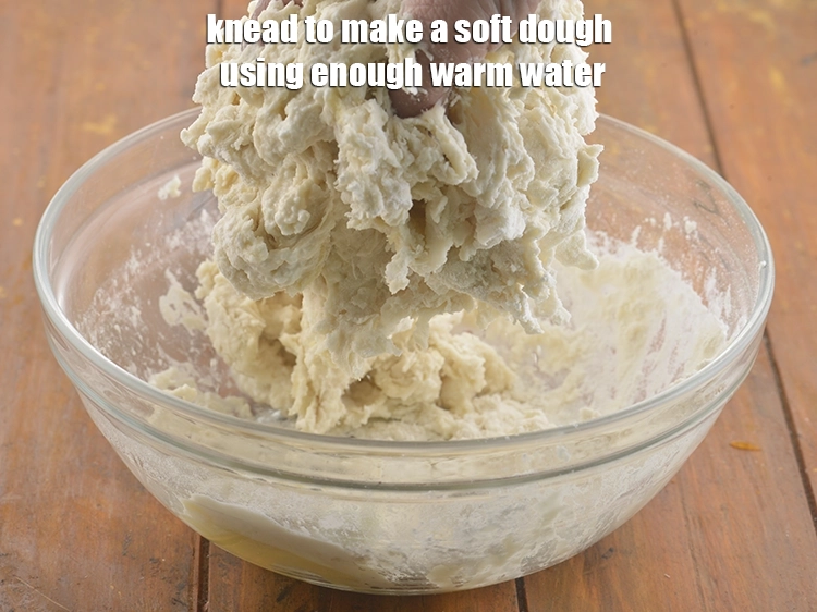 Step 12 – <p><span style="background-color:rgb(255,255,255);color:rgb(0,0,0);">Knead to make a soft dough using enough warm water. You can also use …