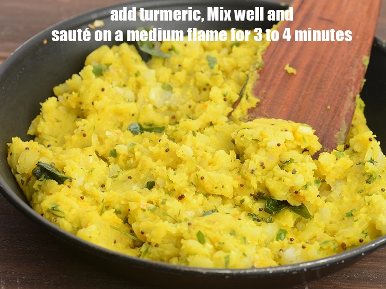 Step 40 – <p><span style="background-color:rgb(255,255,255);color:rgb(0,0,0);">Add 1/2 tsp </span><a href="https://www.tarladalal.com/glossary-turmeric-powder-haldi-645i"><u>turmeric powder (haldi)</u></a><u> </u><span style="background-color:rgb(255,255,255);color:rgb(0,0,0);">and mix well. Keep the potato …