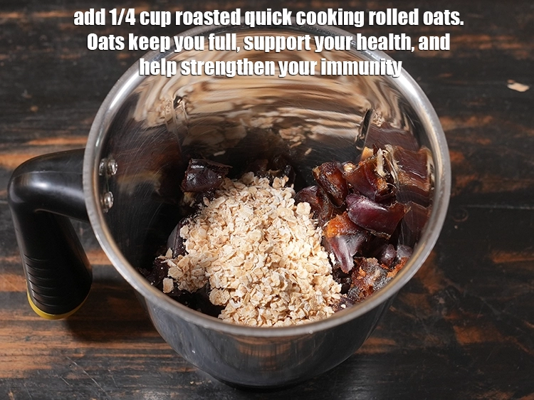 Step 3 – <p>Add 1/4 cup roasted <a href="/myadmin/recipe/7913/ingredient/80225/edit/"><u>quick cooking rolled oats</u></a><u>. </u><span style="background-color:rgb(255,255,255);color:rgb(34,34,34);">Oats keep you full, support …