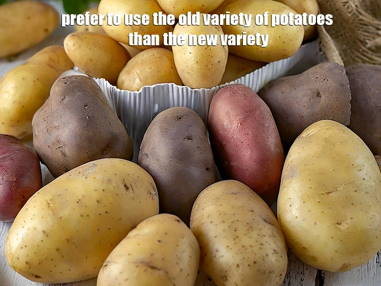 Step 30 – <p>Prefer to use the old variety of potatoes than the new variety. This is because …
