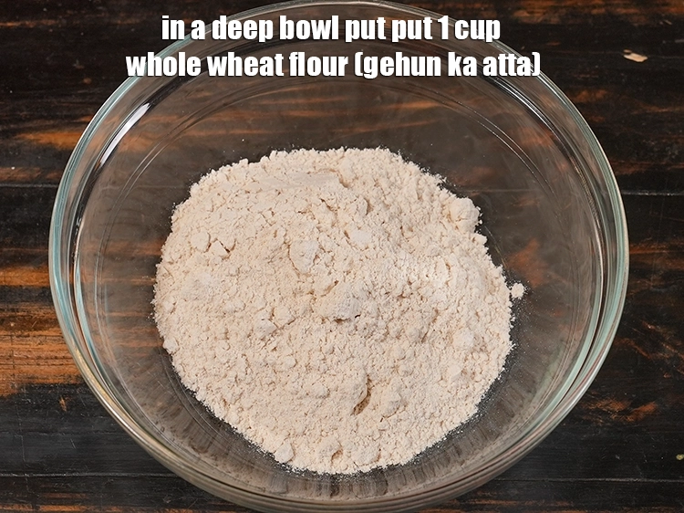 Step 2 – <p><span style="background-color:rgb(255,255,255);color:rgb(0,0,0);">In a deep bowl put put </span>1 cup <a href="/glossary-whole-wheat-flour-gehun-ka-atta-gehun-ka-aata-429i"><u>whole wheat flour (gehun ka …