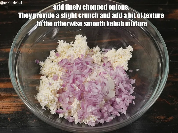 Step 5 – <p>Add ¼ cup finely <a href="https://www.tarladalal.com/glossary-chopped-onions-722i">chopped onions</a>. They provide a slight crunch and add a …