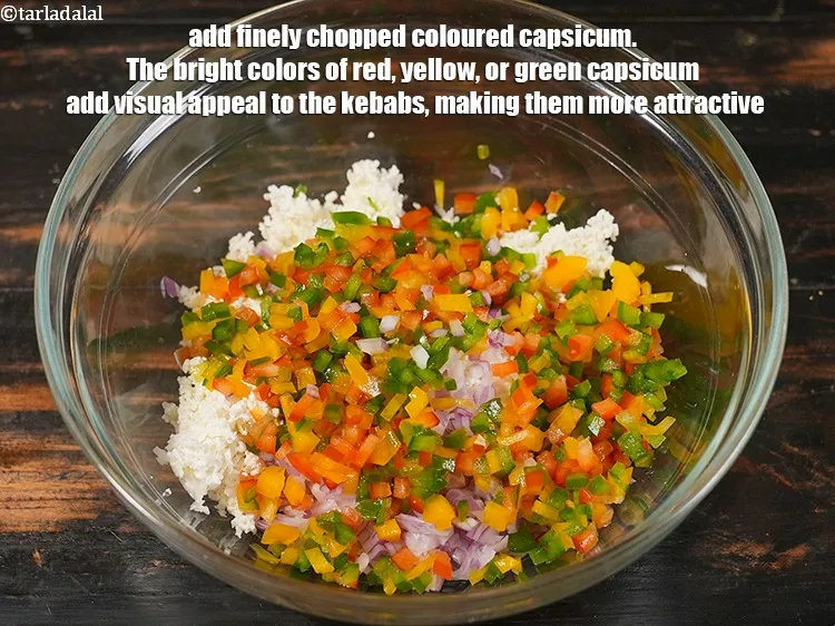 Step 6 – <p>Add ½ cup finely <a href="https://www.tarladalal.com/glossary-chopped-coloured-capsicum-2800i">chopped coloured capsicum</a>. The bright colors of red, yellow, or …