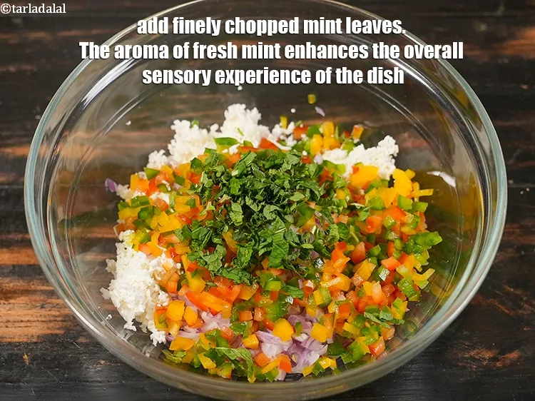 Step 7 – <p>Add 1 tbsp finely <a href="https://www.tarladalal.com/glossary-chopped-mint-788i">chopped mint leaves (phudina)</a>. The aroma of fresh mint enhances …