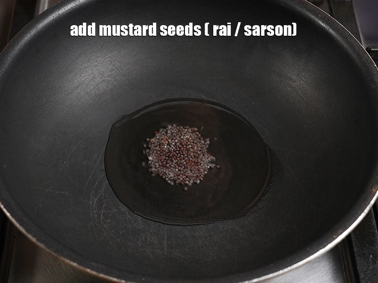 Step 8 – <p>Once the oil is hot, add the mustard seeds.</p>