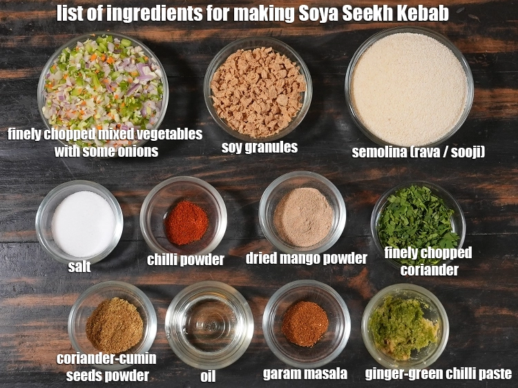 Step 2 – <p><strong>What is Soya Seekh Kebab made of ?</strong><i><u> See below image of list of ingredients …