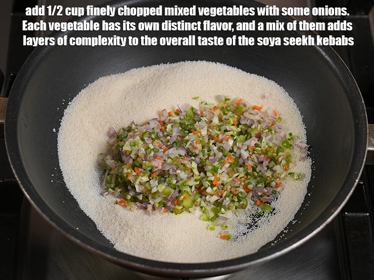 Step 9 – <p>Add 1/2 cup finely <a href="https://www.tarladalal.com/glossary-mixed-vegetables-mixed-sabzi-723i#ing_2364"><u>chopped mixed vegetables </u></a>with some onions. <span style="color:rgb(0,0,0);">Each vegetable has …