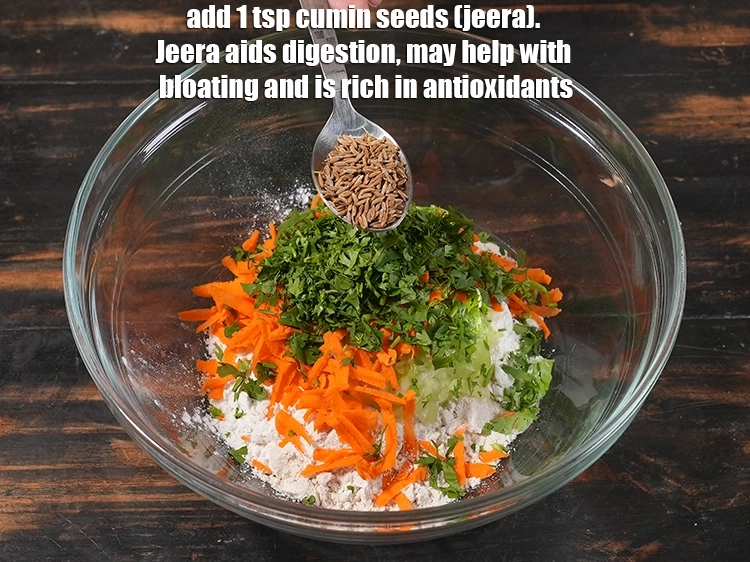 Step 7 – <p>Add 1 tsp <a href="/myadmin/recipe/7915/ingredient/80241/edit/"><u>cumin seeds (jeera)</u></a><u>. </u><span style="background-color:rgb(255,255,255);color:rgb(34,34,34);">Jeera aids digestion, may help with bloating …