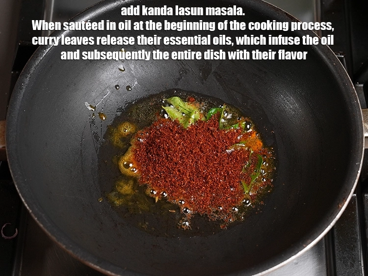 Step 28 – <p>Add 1 tbsp kanda lasun masala. When sautéed in oil at the beginning of the …