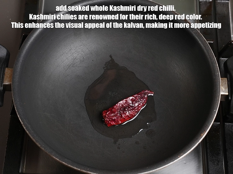 Step 13 – <p>Add 1 soaked whole Kashmiri dry red chilli. Kashmiri chilies are renowned for their rich, …
