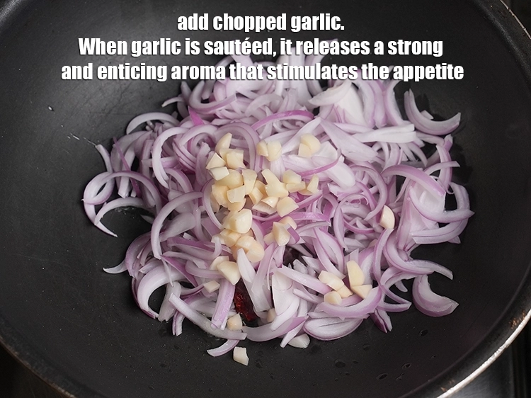 Step 15 – <p>Add 1 tbsp chopped garlic (lehsun). When garlic is sautéed, it releases a strong and …