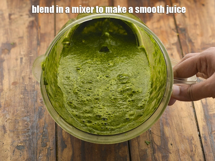 Step 23 – <p>Blend in a mixer to make a smooth juice. This is how&nbsp;<strong>healthy Indian green juice&nbsp;</strong>looks …