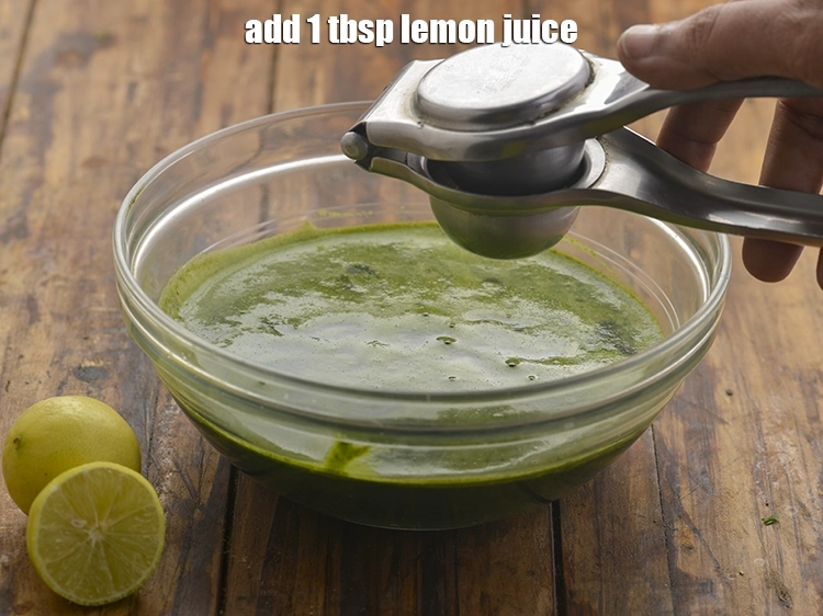 Step 26 – <p>Squeeze out fresh lemon juice using a lemon squeezer and add it to the prepared …
