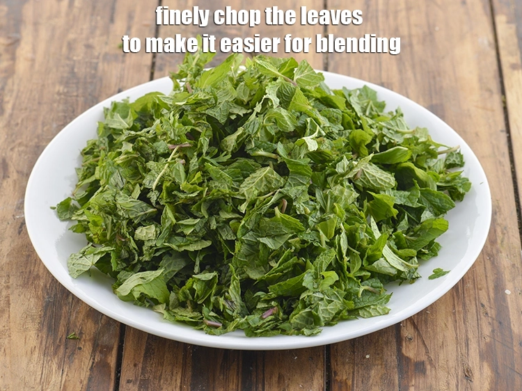 Step 14 – <p>Finely chop the leaves to make it easier for blending. We will need around 1 …