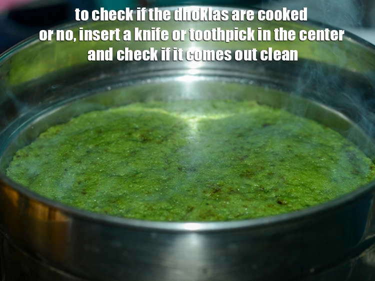 Step 39 – <p><span style="background-color:rgb(255,255,255);color:rgb(0,0,0);">To check if the </span><strong>sprouted moong dhoklas</strong><span style="background-color:rgb(255,255,255);color:rgb(0,0,0);"> are cooked or no, insert a …