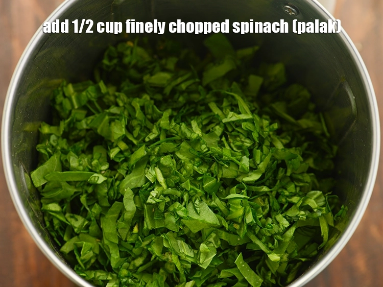 Step 3 – <p>Add spinach. They increase the nutrient quotient and provide a bright green color to sprouts …