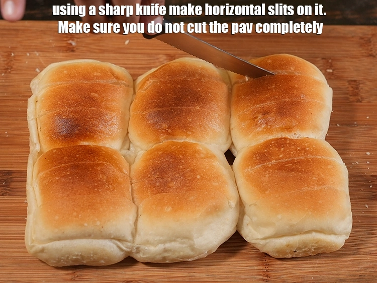 Step 24 – <p>Make sure you do not cut the pav completely. Prepare ladi pav at home by …