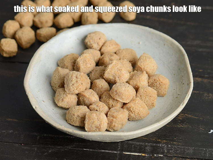 Step 9 – <p><span style="background-color:rgb(255,255,255);color:rgb(0,0,0);">This is what soaked and squeezed soya chunks look like.</span></p>