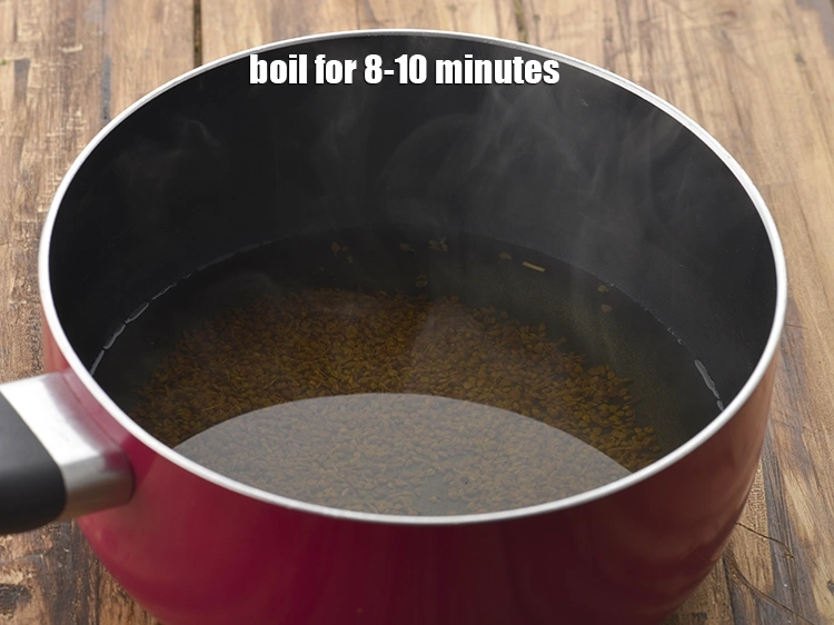 Step 5 – <p>Boil for 8-10 minutes. <strong>Ajwain water</strong> helps to instantly relieve acidity along with flatulence &amp; …