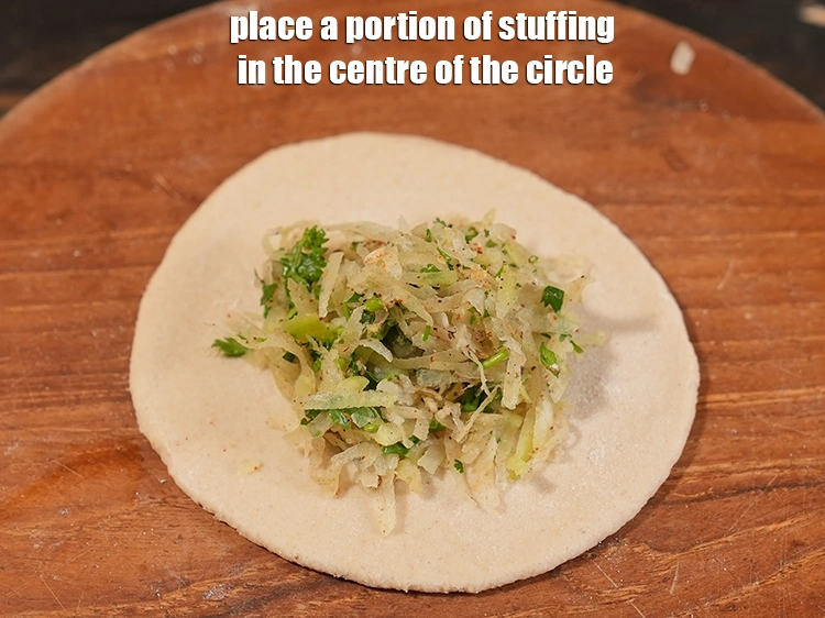 Step 22 – <p><span style="background-color:rgb(255,255,255);color:rgb(0,0,0);">Place a portion of stuffing in the centre of the circle.</span></p>