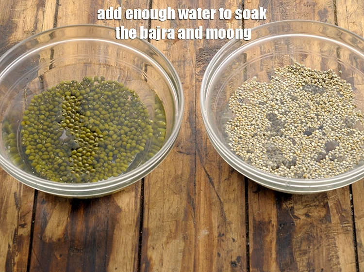 Step 8 – <p>Add enough water to soak the bajra and moong. Bajra is a little difficult to …