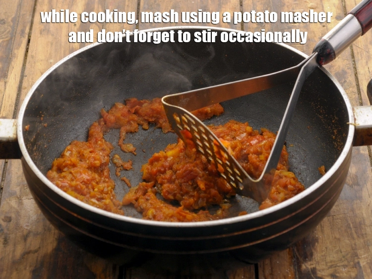 Step 28 – <p><span style="background-color:rgb(255,255,255);color:rgb(0,0,0);">While cooking, mash using a potato masher and don’t forget to stir occasionally.</span></p>