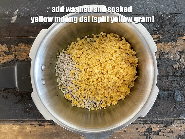 Step 31 – <html><head></head><body><p>Add&nbsp;1 cup&nbsp;<a href="glossary-yellow-moong-dal-split-yellow-gram-peeli-moong-dal-488i">yellow moong dal (split yellow gram)</a>, washed and soaked. <strong>See above on step …