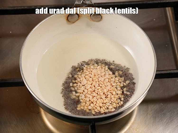 Step 11 – <p><span style="background-color:rgb(255,255,255);color:rgb(0,0,0);">Add the 2 tsp </span><a href="https://www.tarladalal.com/glossary-urad-dal-split-black-lentil-941i"><u>urad dal (split black lentils)</u></a><span style="background-color:rgb(255,255,255);color:rgb(0,0,0);"> and sauté on …