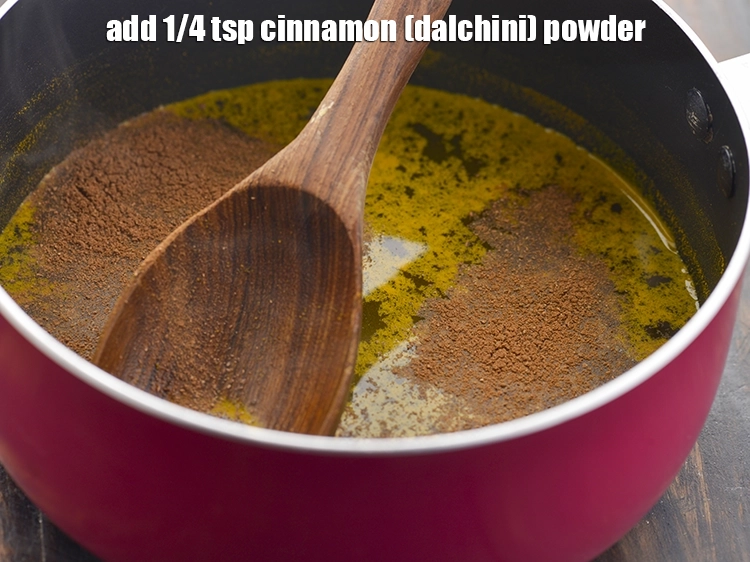 Step 5 – <p>Now add the <span style="background-color:rgb(255,255,255);color:rgb(0,0,0);">1/4 tsp </span><a href="https://www.tarladalal.com/glossary-cinnamon-dalchini-346i#ing_3336"><u>cinnamon (dalchini) powder</u></a>. Recent studies have determined that …