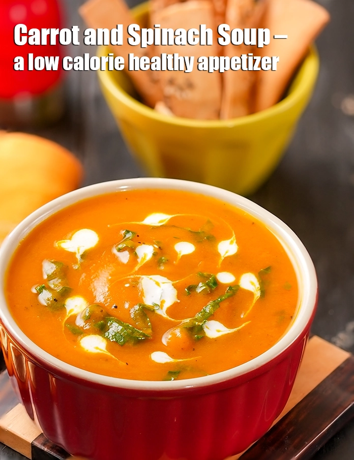 Step 37 – <p><strong>Carrot and Spinach Soup – a low calorie healthy appetizer.</strong></p>