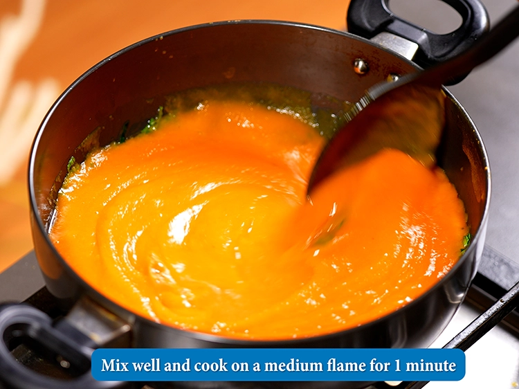 Step 29 – <p>Mix well and cook on a medium flame for 1 minute, while stirring occasionally.</p>