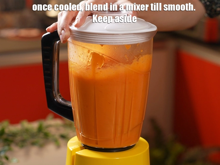 Step 19 – <p>Once cooled, blend in a mixer till smooth. Keep aside.<br>&nbsp;</p>