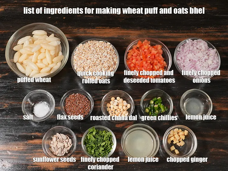 Step 2 – <p><i><u>See the below image of list of ingredients for making wheat puff and oats bhel …