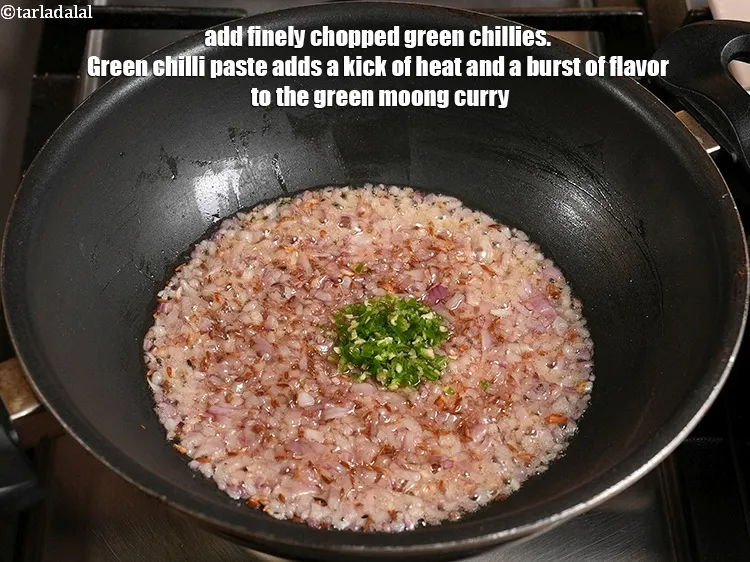 Step 15 – <p>Add 1 tsp finely chopped green chillies. Green chili paste adds a kick of heat …