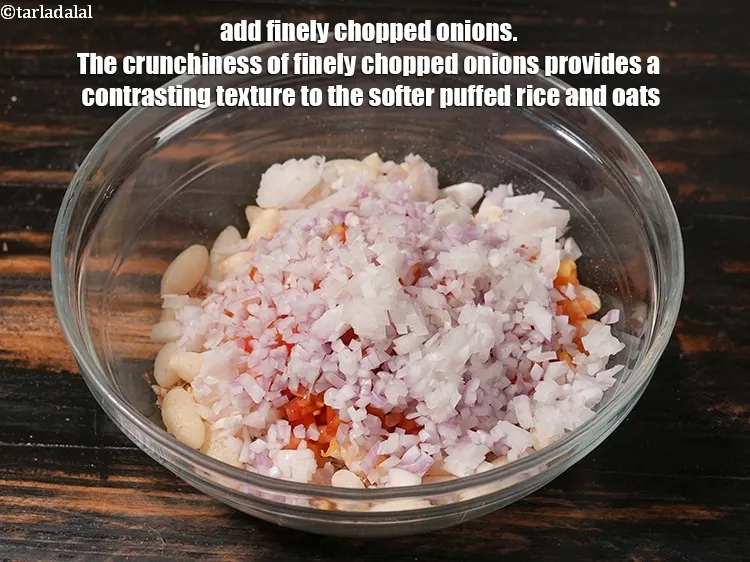 Step 19 – <p>Add 1/2 cup finely <a href="https://www.tarladalal.com/glossary-chopped-onions-722i">chopped onions</a>. The crunchiness of finely chopped onions provides a …