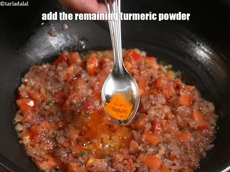 Step 20 – <p>Add the remaining ¼ tsp <a href="https://www.tarladalal.com/glossary-turmeric-powder-haldi-645i">turmeric powder (haldi)</a>.</p>