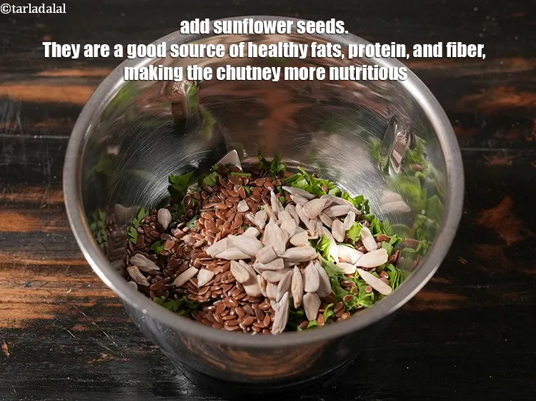 Step 5 – <p>Add 1/2 tsp <a href="https://www.tarladalal.com/glossary-sunflower-seeds-surajmukhi-ke-beej-611i">sunflower seeds (surajmukhi ke beej)</a>. They are a good source of …