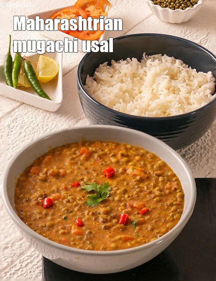 Step 32 – <p>Serve<strong> green moong curry recipe | Maharashtrian mugachi usal | whole moong dal sabzi |</strong> …