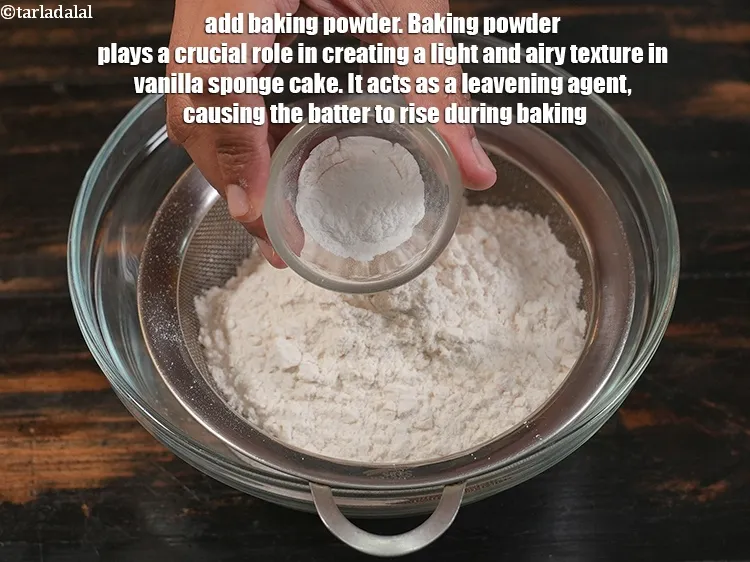 Step 7 – <p>Add 1 tsp <a href="https://www.tarladalal.com/glossary-baking-powder-425i">baking powder</a>. Baking powder plays a crucial role in creating a …