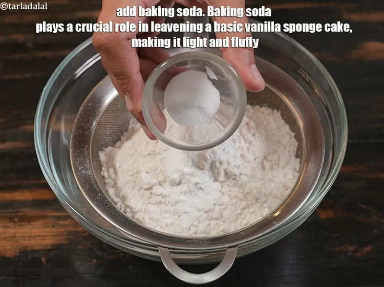 Step 8 – <p>Add ½ tsp <a href="https://www.tarladalal.com/glossary-baking-soda-soda-bi-carb-615i">baking soda</a>. Baking soda plays a crucial role in leavening a …