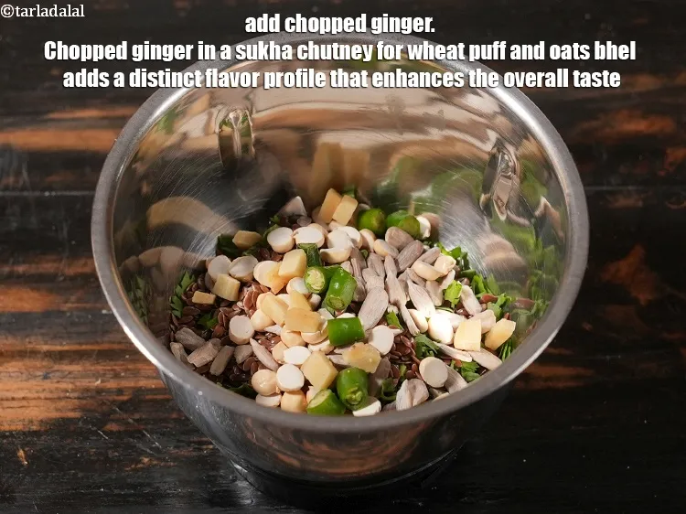Step 8 – <p>Add 1/2 tsp <a href="https://www.tarladalal.com/glossary-chopped-ginger-786i">chopped ginger (adrak)</a>. Chopped ginger in a sukha chutney for wheat …