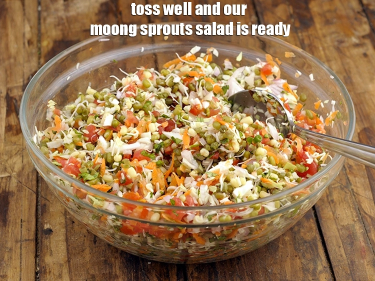 Step 15 – <p>Combine all the ingredients in a bowl, toss well and our <strong>moong sprouts salad</strong> is …