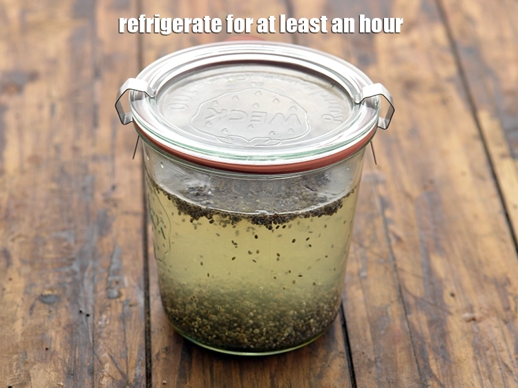 Step 15 – <p>Refrigerate&nbsp;<strong>Energy Chia Seed Drink&nbsp;</strong> for at least an hour. This wait time will allow the …