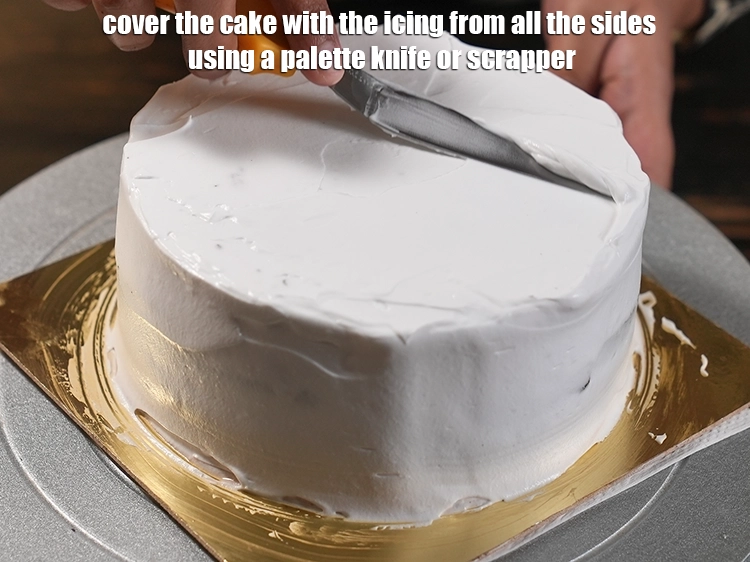 Step 32 – <p>Cover the cake with the icing from all the sides using a palette knife or …