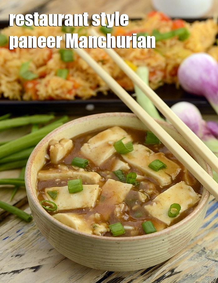 Step 23 – <p>Garnish with spring onion greens and serve&nbsp;<strong>paneer in Manchurian sauce | Indo Chinese paneer Manchurian …