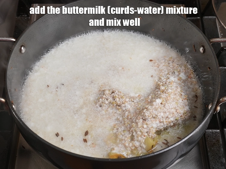 Step 19 – <p><span style="background-color:rgb(255,255,255);color:rgb(0,0,0);">Finally, add the buttermilk(curds-water) mixture and mix well. While adding the buttermilk mixture, you …