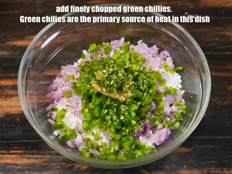 Step 7 – <p>Add 1 tbsp finely chopped green chillies. Green chilies are the primary source of heat …